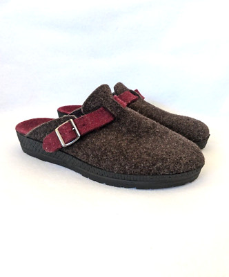 Rohde Brown Wool Lined Slip On Clogs Mules Comfort Shoes Womens EU 41 US 10-10.5
