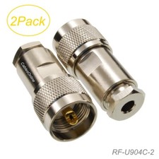 2-Pack UHF PL-259 Male Clamp-Type RF Connector for RG58 RG142 LMR195 Coax