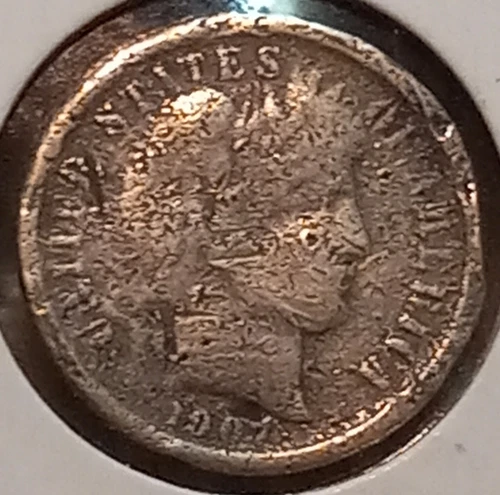 1907-O BARBER 90% SILVER DIME (Good Details)