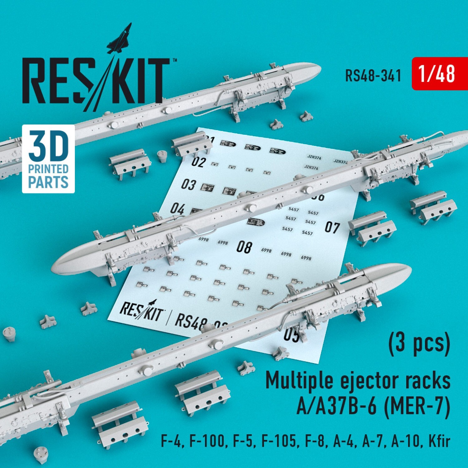 1/48 ResKit A/A37B-6 MER-7 Triple Ejector Racks Set RS48-0341 (3pcs)