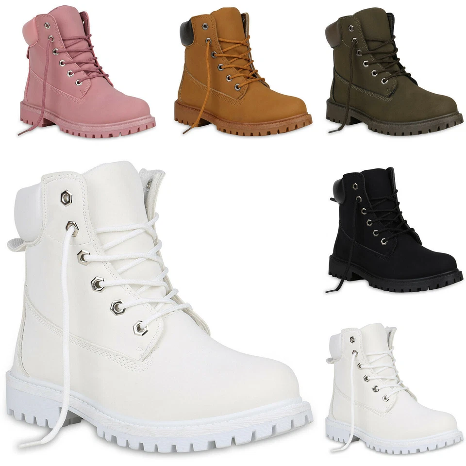 MARKENLOS 895916 Damen Stiefeletten Worker Boots Outdoor Schuhe Mode