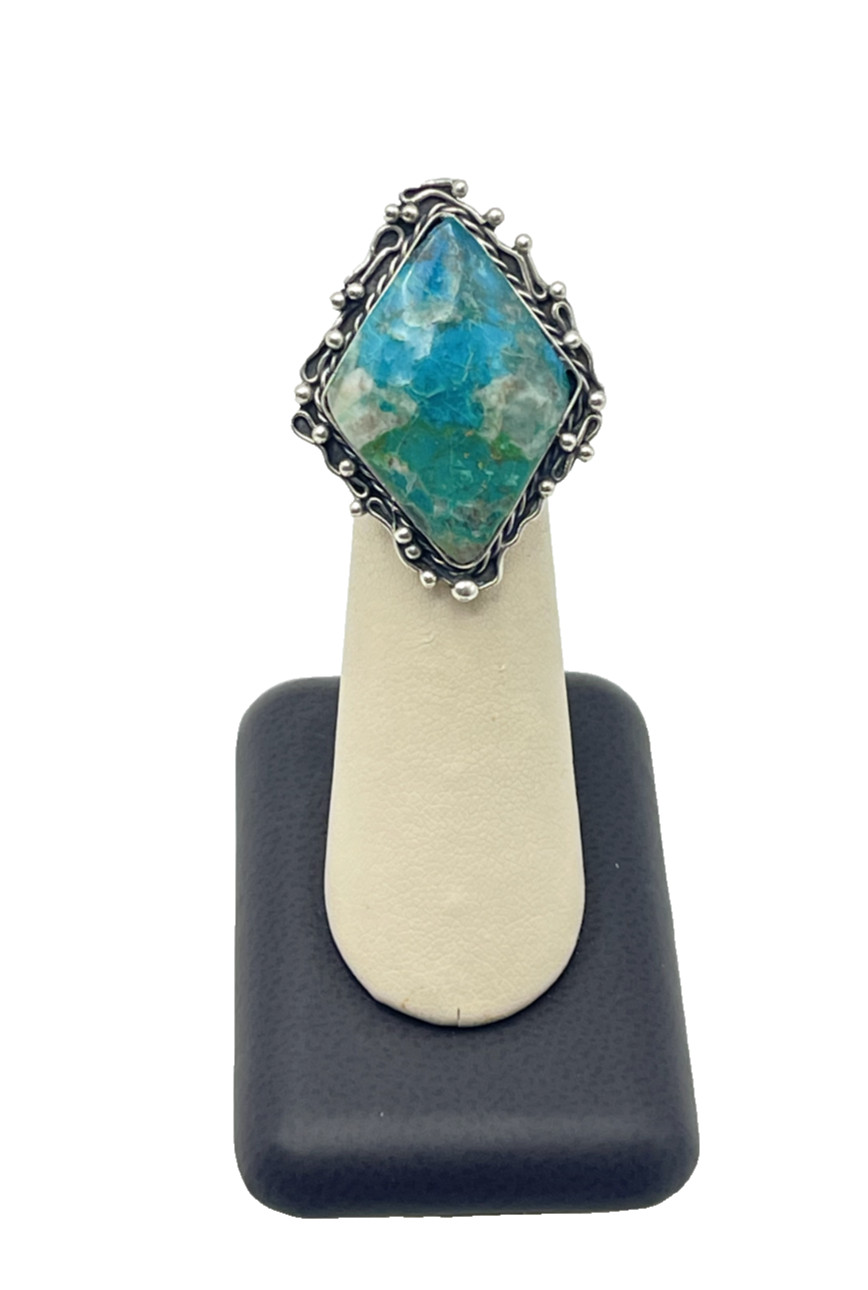 950 Silver Chrysocolla Ring Size 5 - image 1