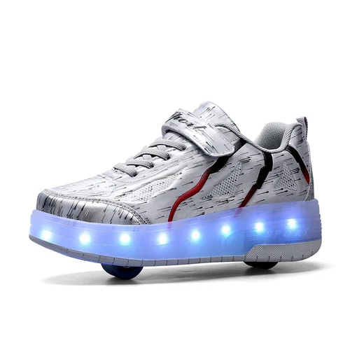 Kinderschuhe Jungen und Mädchen Skateboardschuhe mit Rollen AufladungSkateschuhe - Bild 19 von 27