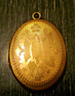 Antique Victorian Estate Gold Filled Photo Floral Locket Pendant Monogramed