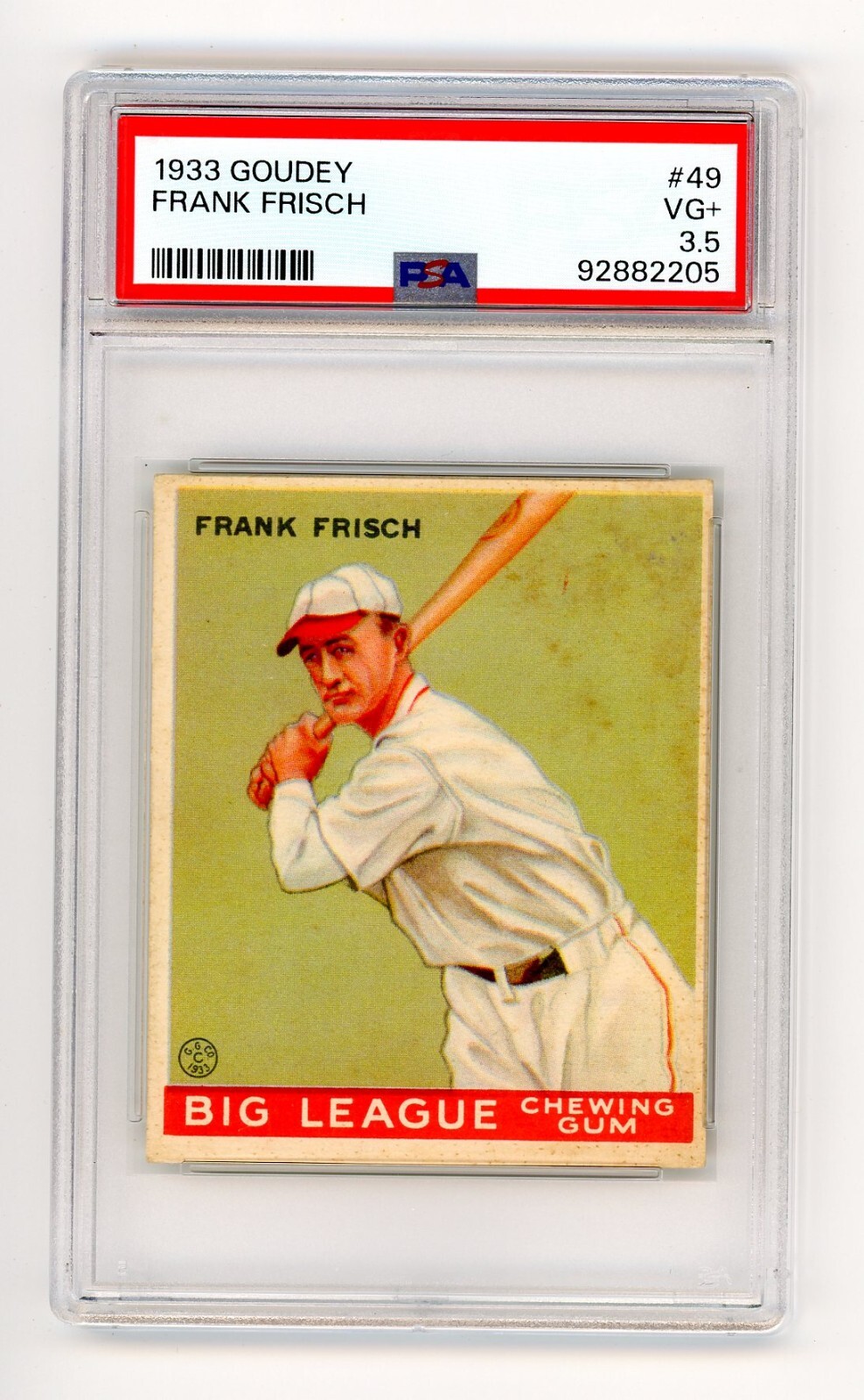 1933 GOUDEY BASEBALL SETBREAK PSA 3.5 FRANK FRISCH #49