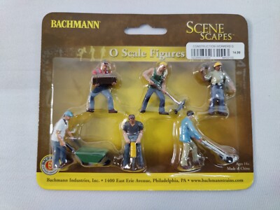 NEW BACHMANN SCENE SCAPES CONSTRUCTION WORKERS #33155 O SCALE FIGURES 6 PCS