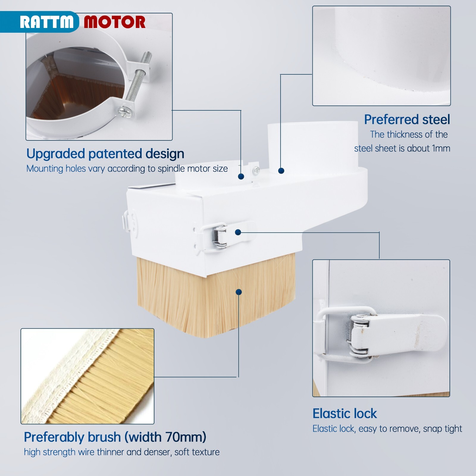 US SHIP】100mm CNC Spindle Motor Double Door Brush Dust Shoe Cover Cleaner