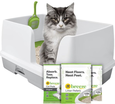Purina Tidy Cats Breeze Cat Litter Box Starter Kit XL, Absorbent Pads & Pellets