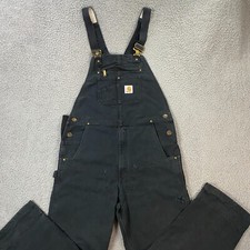 Vintage Carhartt Double Knee Bib Overalls Mens 38x29 Canvas Black Workwear