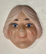 Vintage Mrs Santa Claus Plastic Face with Blue Doll Eyes - 4 Inches