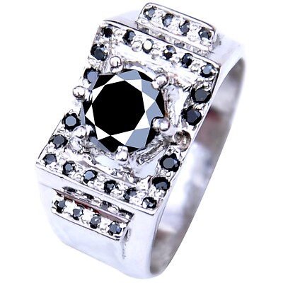Stunning Square 1.66 Ct Black Moissanite Diamond Halo Ring, 925 Silver, Size 9