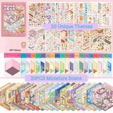 Miniature 3D Scene Stickers Scrapbook, 20 Unique Themes for DIY Projects Gifts