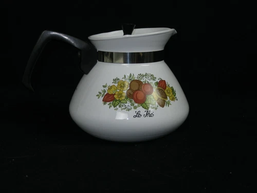 Vintage Corning Ware P-104 Spice Of Life "Le The" 6 Cup Coffee Tea Pot Kettle