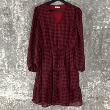 Maurices Sz S Plaid Tiered Dress Milkmaid Cottagecore Peasant Prairie