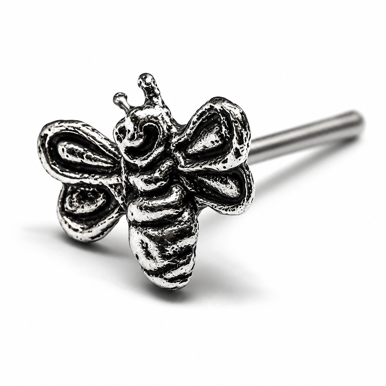 Bee Nose Stud 925 Sterling Silver 22G L Bendable Happy Honey Bee Piercing