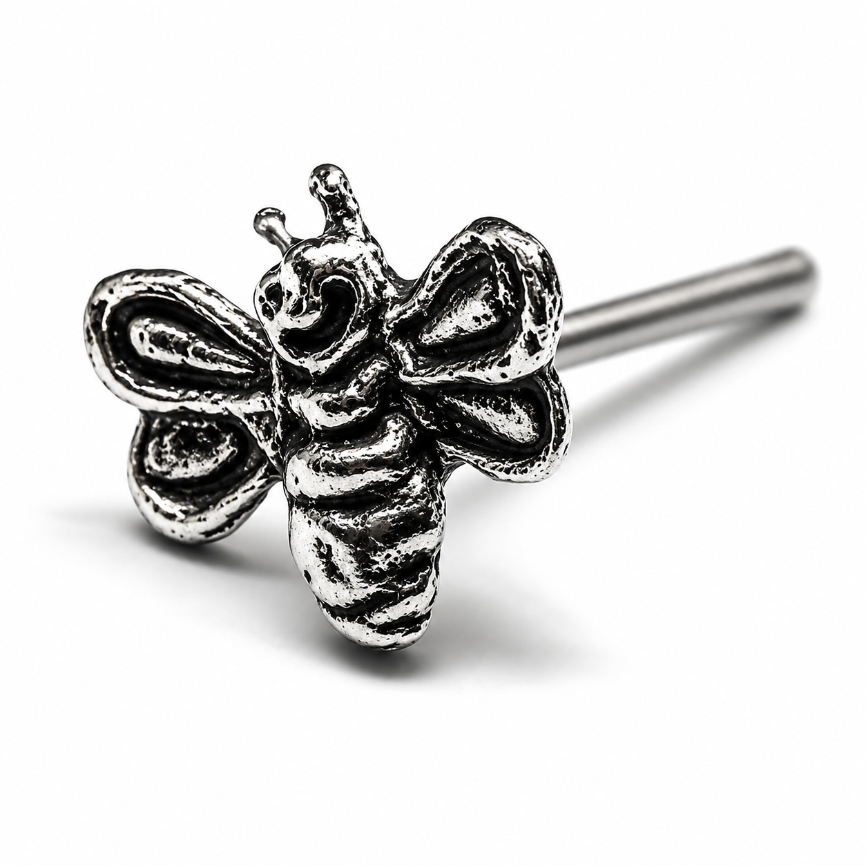 Bee Nose Stud 925 Sterling Silver 22G L Bendable Happy Honey Bee Piercing
