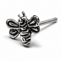 Biene Nasenstecker 925 Sterling Silber 22G L Biegsam Happy Honey Bee Piercing