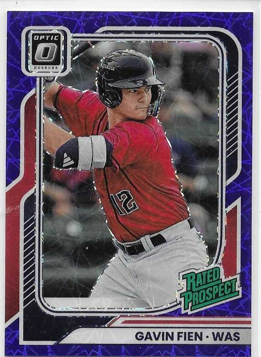 2026 Donruss Optic Rated Prospect Blue Velocity Prizm Gavin Fien Nationals 3B