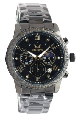 Olevs Herren Armband Uhr 42mm Chronograph Stoppuhr Datum Edelstahl Schwarz Neu