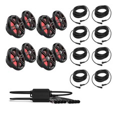 Rockford Fosgate M2-8B 8" Marine Speakers, Grilles, Controller, 8 Cables