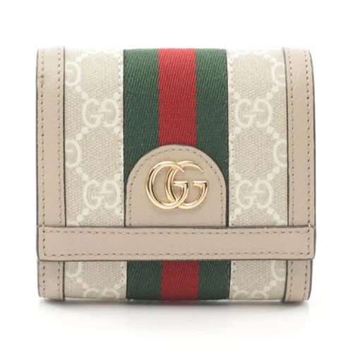 Portefeuille Gucci Ophidia Gg marque Shelley Line toile enduite de PVC double pli suprême