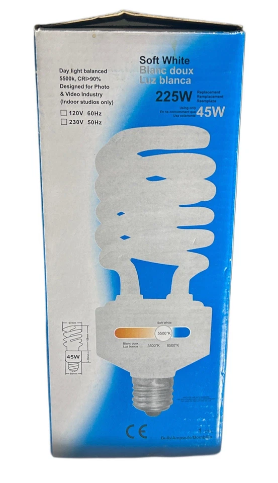 Soft White Photography CFL Light Bulb 45w New In Box. See Pics For More Info - Image 3 of 4
