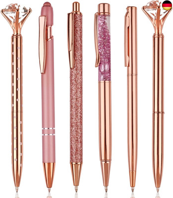 Kugelschreiber Roségold Set, 6 Stück Schöne Kugelschreiber, Kugelschreiber Gl