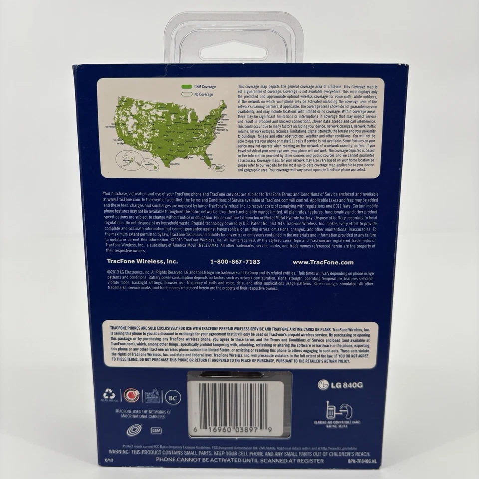 LG 840G Prepaid Phone TracFone Black New Touchscreen Bluetooth 3G/WiFi Camera - Image 4 of 4