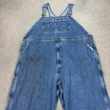 Dickies Dungarees Adult 48x30 Blue Overalls Bib Denim Work Wear Carpenter Men
