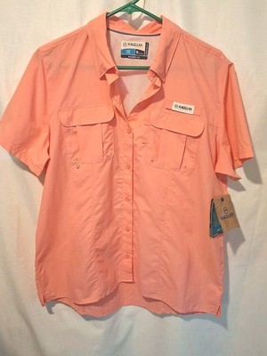 Magellan Women's Fish Gear Shirt Laguna Madre Relaxed Fit  Size XL Salmon Rose 