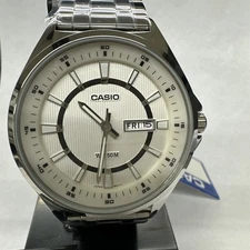 Men Casio MTP-E 108D-7A White Dial Watch