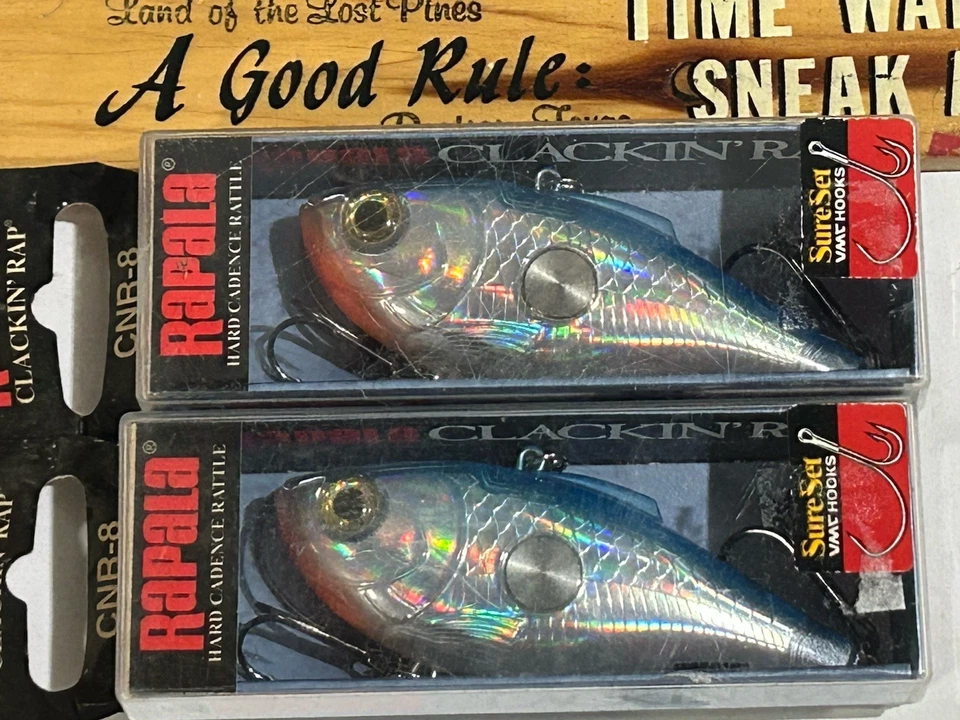 LOT OF 2 Rapala CNR-8 Clackin' Rap 08 SB Lipless Crankbait SILVER BLUE NOS NIPS - Image 2 of 4