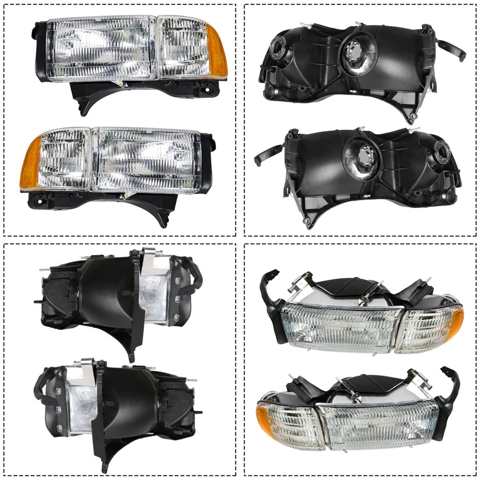 Faros halógenos para Dodge Ram 1500-3500 1994-2002 izquierda+derecha faros lentes transparentes Foto 2 de 4