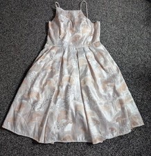 Quiz Midi Dress Size 16 Pink Metallic Jacquard Floral Vintage Style Strappy