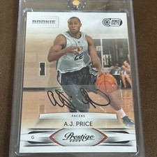 Panini Prestige Rookie A.J. Price Bonus Shots Black Autograph /100 Pacers