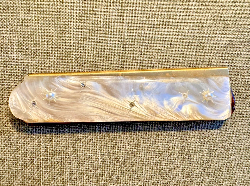 Peines plegables vintage imitación perla caparazón de tortuga latón madreperla años 50 Foto 4 de 4