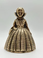 Vintage Brass Victorian Lady Dinner Bell – Made in England – 2.5” Working Bell