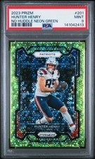 2023 Panini Prizm Hunter Henry #201 No Huddle Neon Green 4/5 PSA 9