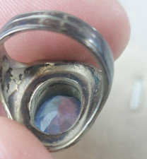 Bague Ancienne En Argent Vermeil - Pierre Zircon, Taille Réglable 54-60