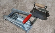 Vintage LOT Of 2 The "Villa" Potato Chipper Red Wooden Handle & Nut Chopper