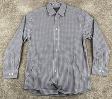 Nick Graham Stretch Modern Fit Button Up Shirt Men's M Blue Gray Check