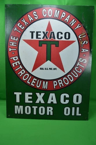 Texaco Motor Oil Metal Sign 12 x 16", Vintage, Green & Red