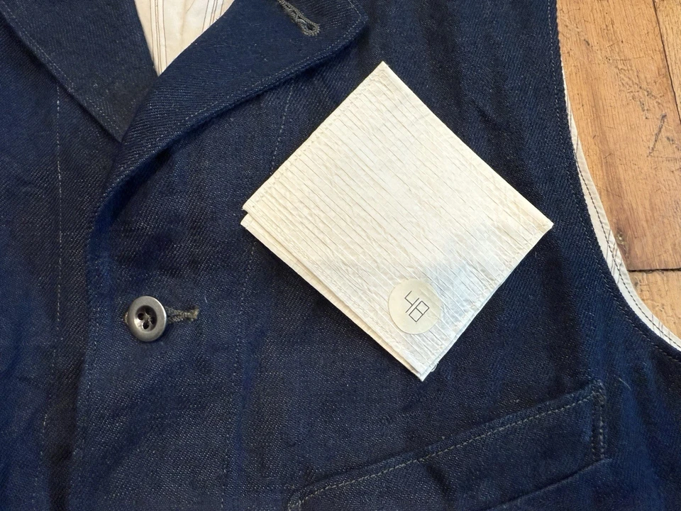 MotivMfg x Division Road English Dress Work Vest Linen/Denim/Camo Size 48 (M) - Image 4 of 4