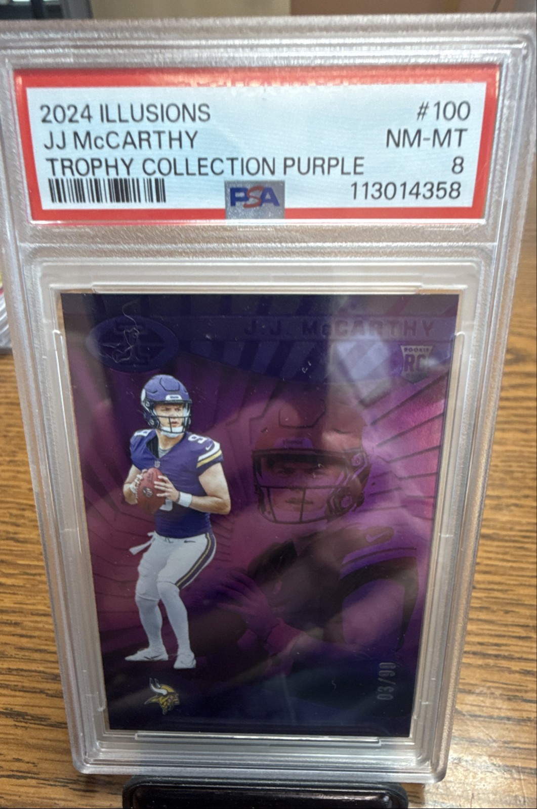 2024 Panini Illusions - J.J. McCarthy #100 Trophy Collection Purple /99 (RC)