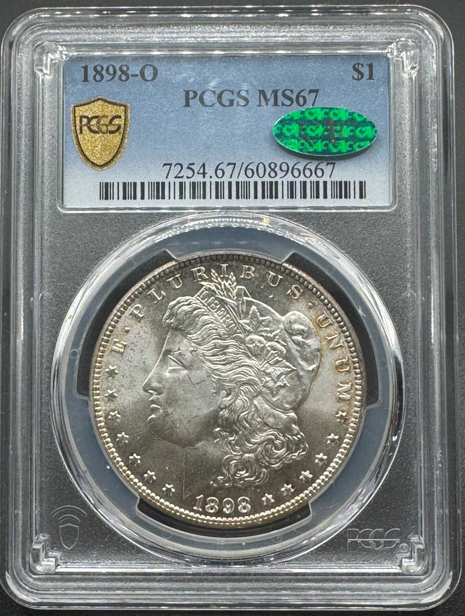 PCGS & CAC Certified Silver MS 67 Graded Morgan US Dollars (1878