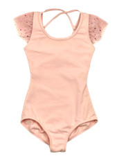 NWT Capezio Sparkle Flutter Sleeve Leotard 11528 Ballet Girls Lilac Black Pink