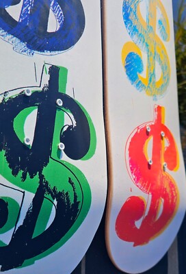 Andy Warhol Dollar Sign Skateboard Triptych Plate Signed Pop art 9