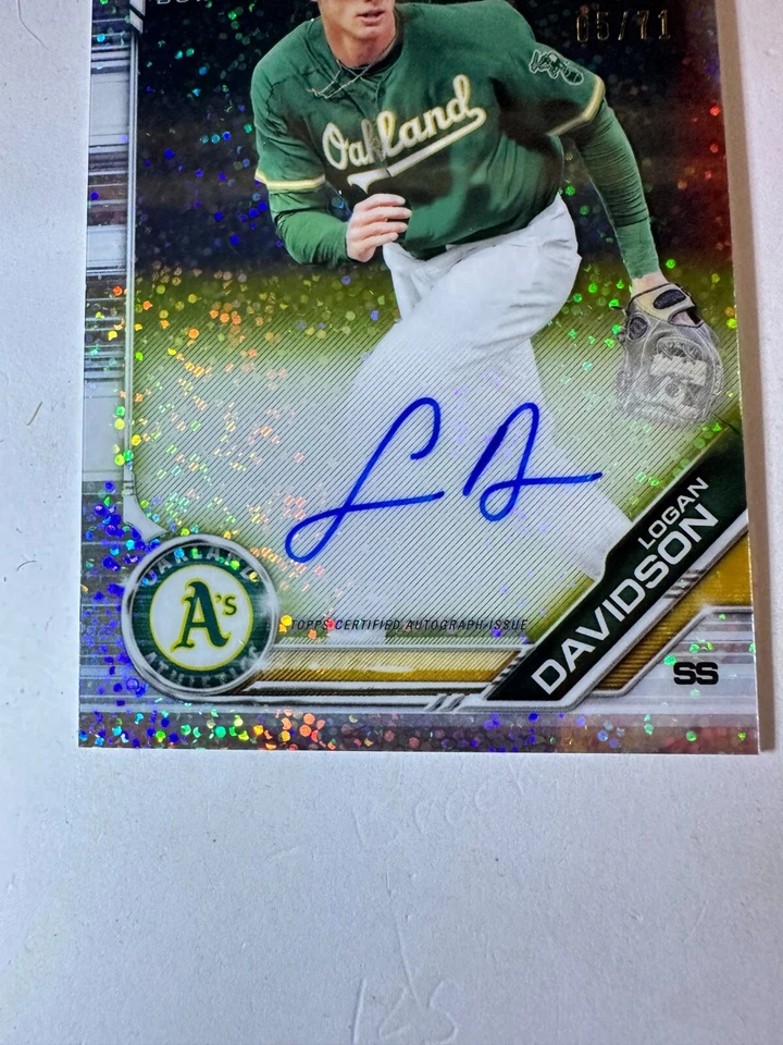 2019 Bowman 1st Chrome Logan Davidson Sparkle Refractor Auto  #05/71 SP Oakland - Image 4 of 4