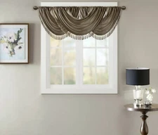 Madison Park Elena 38" x 46" Faux-Silk Rod Pocket Waterfall Valance - Bronze