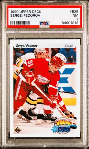 1990-91 Upper Deck Sergei Fedorov Young Guns #525 Rookie RC PSA 7 Red Wings